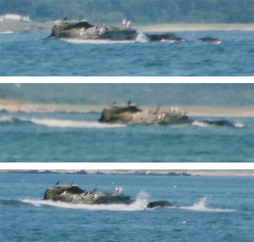 Three views of the Shooting Rock