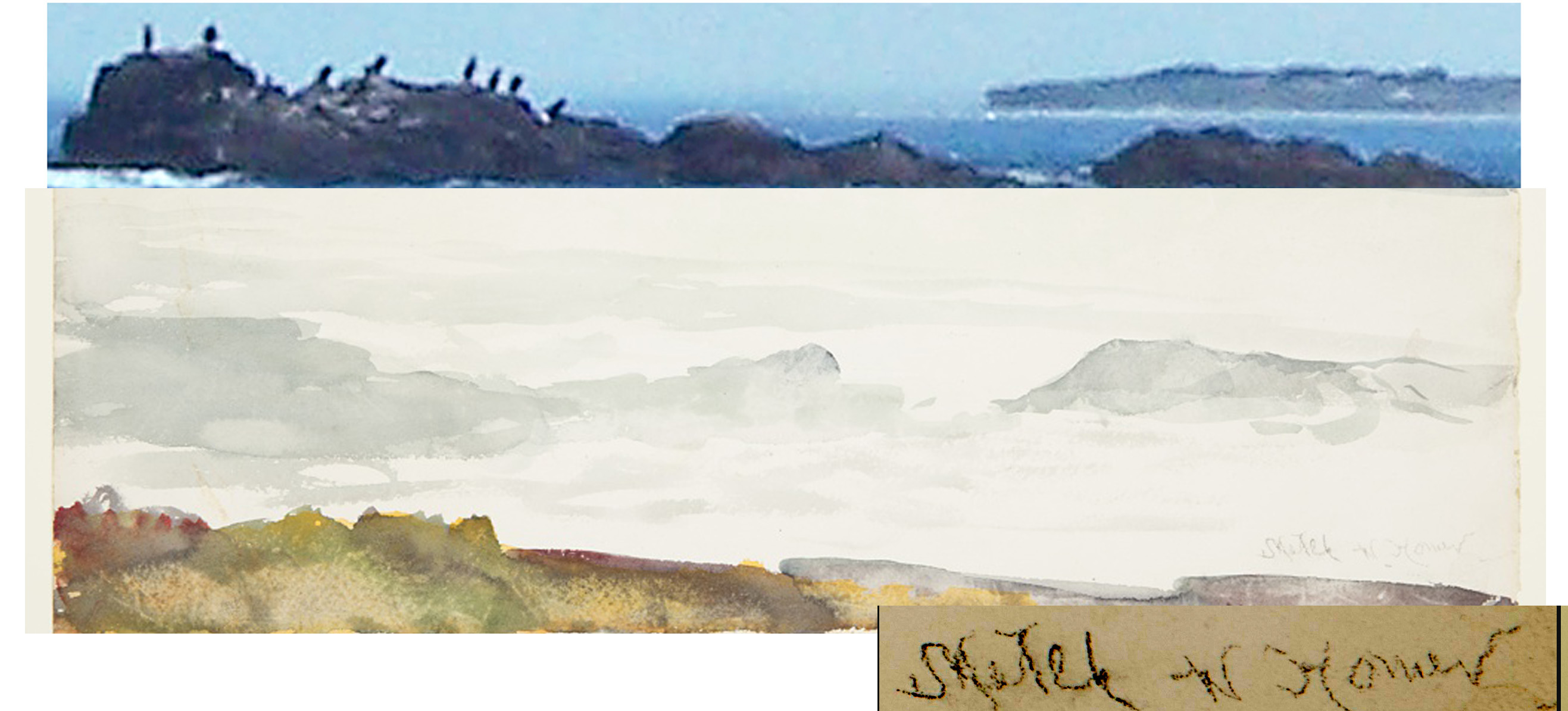 Drawing, Ocean Seen from a Cliff, Prout's Neck, Maine